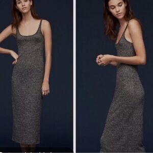 Aritzia Babaton Freddie Dress Midi Length Ribbed Gray Slim Sleeveless Size Large